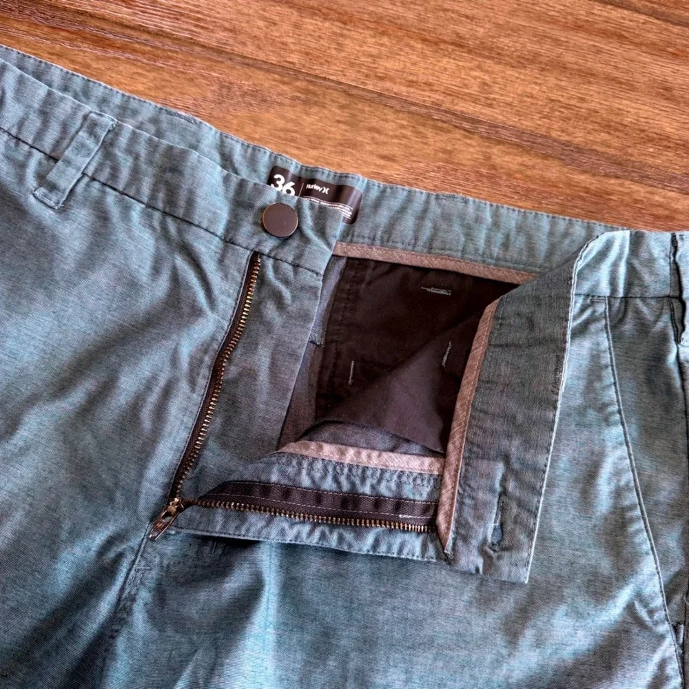 Hurley Mens Nike Dri-FIT‎ Hybrid Chino Shorts Teal Blue Heathered Size 36
